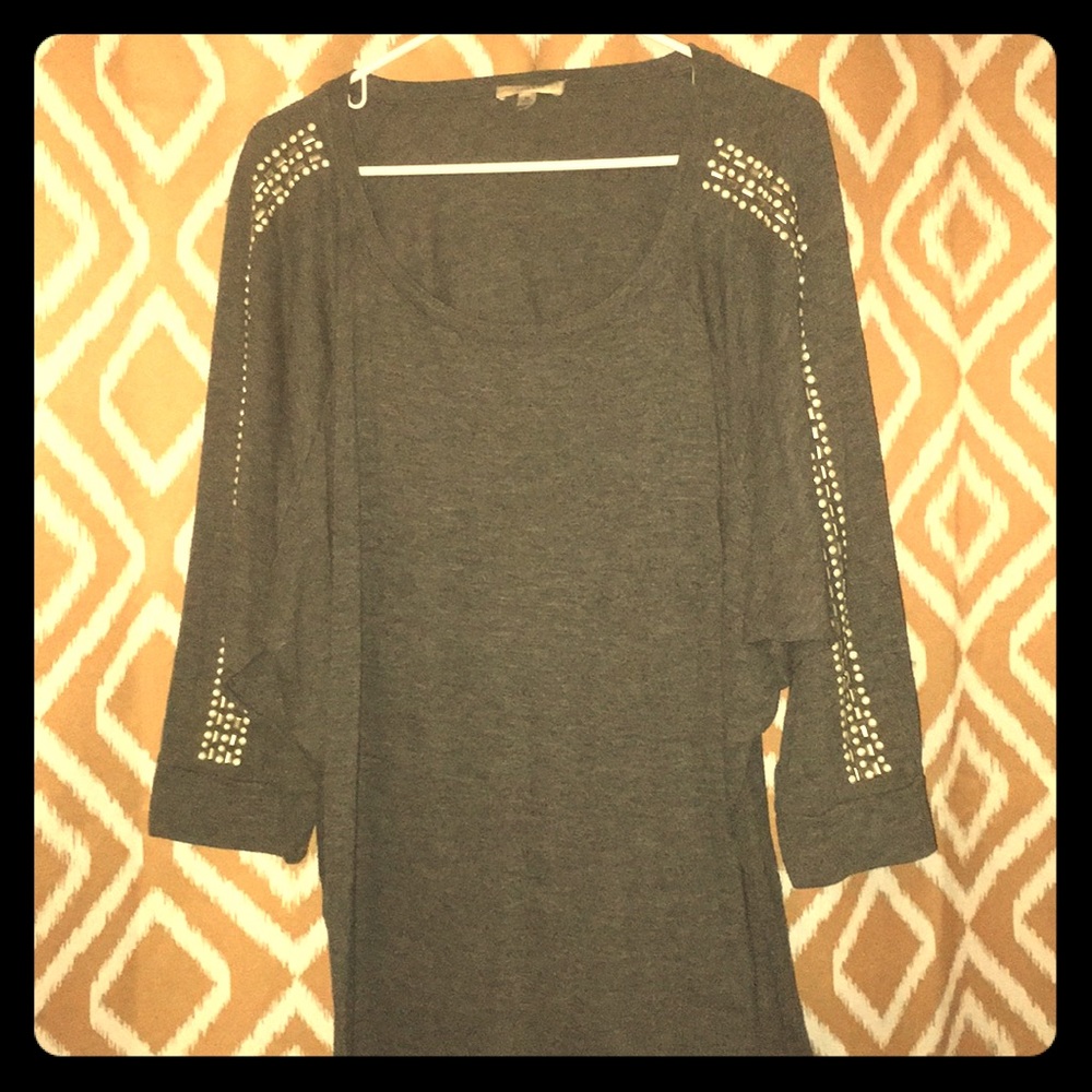 Halo Dark Grey Tunic Beaded Sweater Size 3X